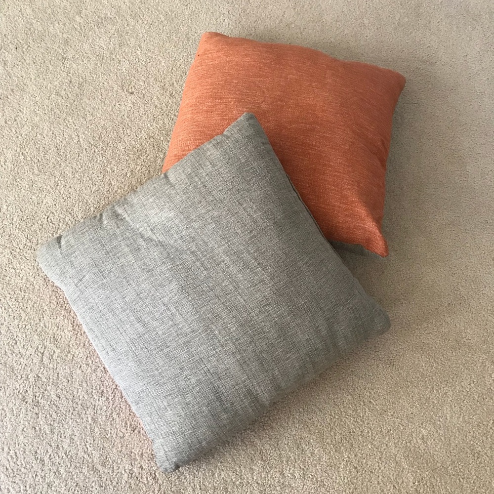 Orange and Gray 21x21 Couch Throw Pillows